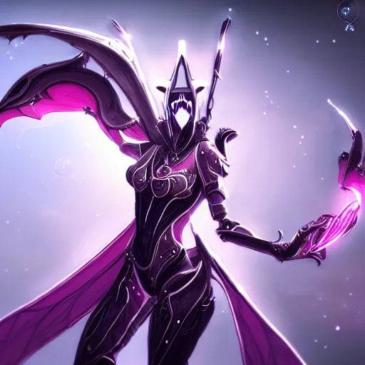 Image similar to highly detailed exquisite fanart, of a beautiful female warframe, but as an anthropomorphic robot dragon, making an elegant pose, shining reflective off-white plated armor, bright Fuchsia skin, sharp claws, full body shot, epic cinematic shot, realistic, professional digital art, high end digital art, DeviantArt, artstation, Furaffinity, 8k HD render, epic lighting, depth of field