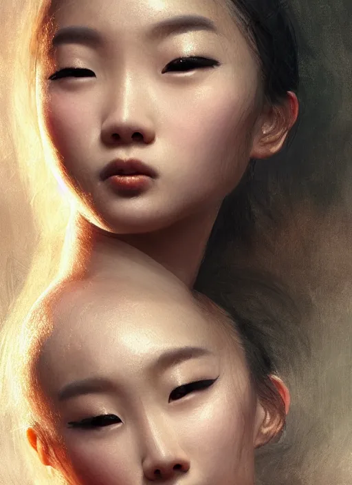 Image similar to stunningly beautiful, asian prima ballerina in jungle, symmetrical face, golden hour, smooth, focus, highly detailed, hyper realistic, dramatic lighting, elegant, intricate, concept art, art by wlop, mars ravelo, greg rutowski