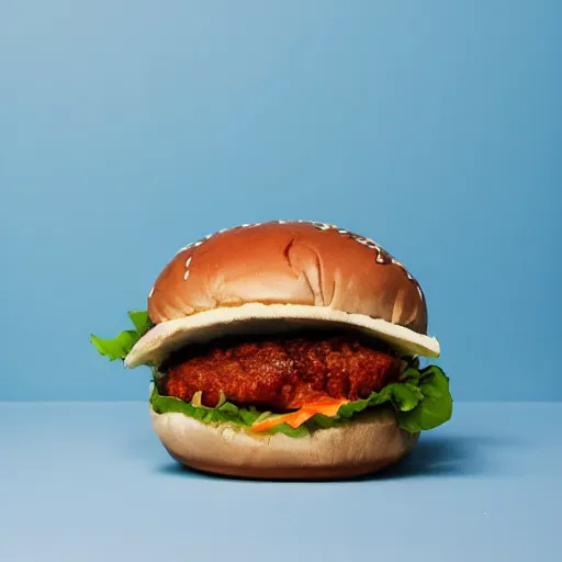 Prompt: A studio photo of a blue hamburger