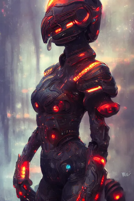 Image similar to Cybernetic Fire Armor, fantasy, magic, digital art by WLOP, highly detailed, illustration