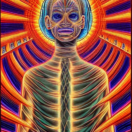 Prompt: the individual self forgetting it is the supreme self by alex grey