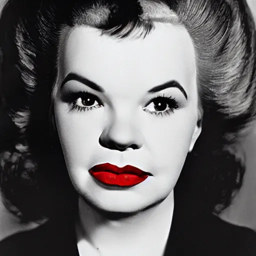 Image similar to photographic portrait of a hybrid of judy garland and bjork aged 2 6, with a dark fringe, 8 k