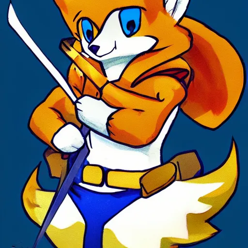 Image similar to a fox ranger holding a bow, by ken sugimori, official art, poster art, dungeons and dragons, detailed, vector, trending on artstation