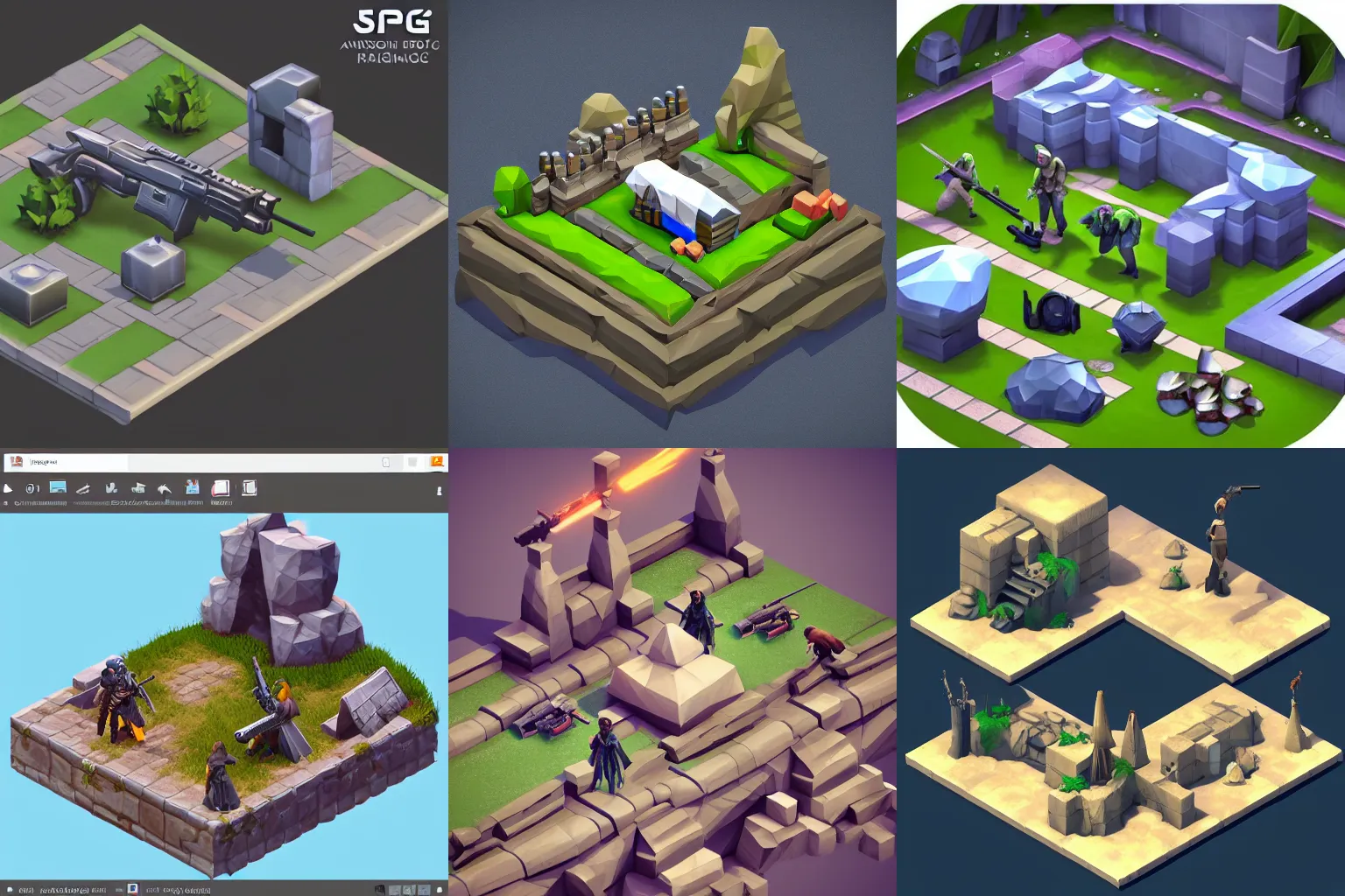 Prompt: rpg game gun isometric viewpoint trending on artstation unreal engine low poly