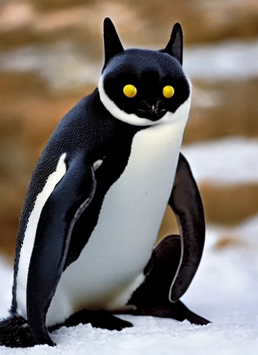 Image similar to a penguin cat hybrid