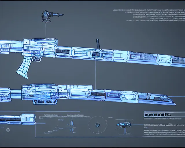Prompt: schematic of a futuristic plasma rifle, blueprint, HD, 4k