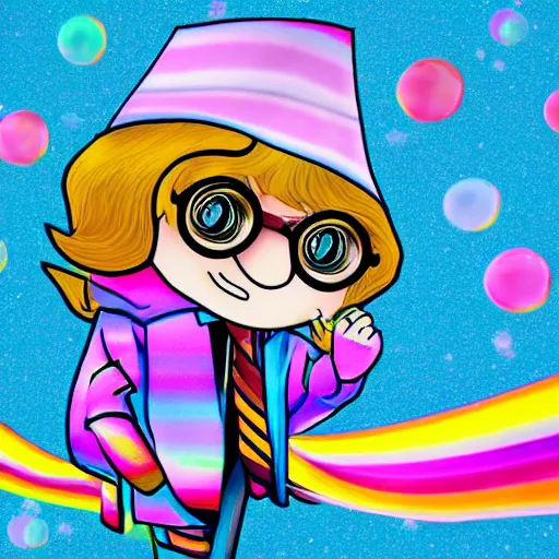 Prompt: harry potter, lisa frank style, 3 d render