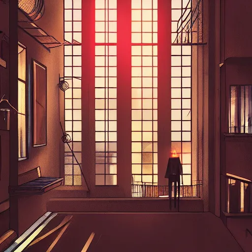 Image similar to beautiful digital illustration of loft in the evening, science fiction, cyberpunk city, rainy day outside, luxury, interior design, tall windows, trending on artstation