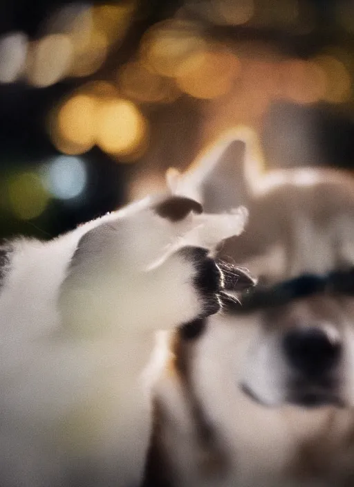 Image similar to Digital art of Shibu Inu smoking, 35mm, f/1.4, Golden Hour light, ,