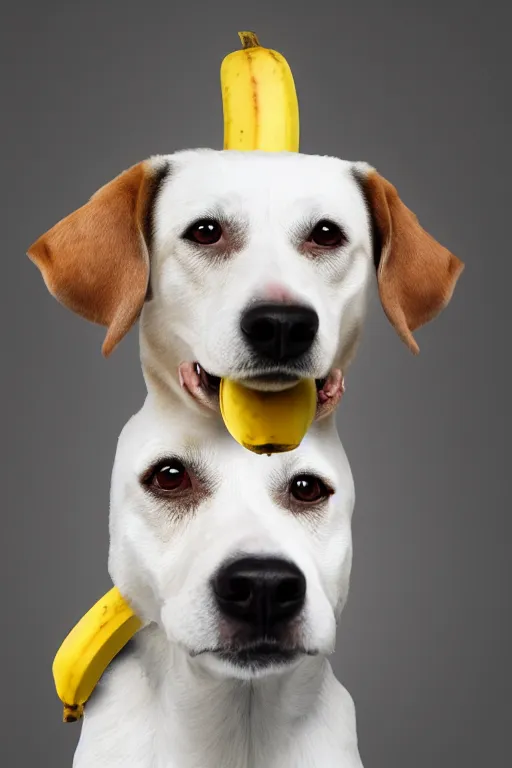 Image similar to a dog with the head of a banana