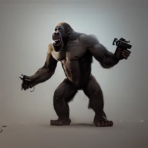 Prompt: 🦍🎮, hyper realistic , Artstation, Greg rutkowski