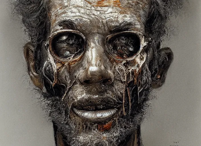 Image similar to a highly detailed burnt portrait of a dentist, james gurney, james jean