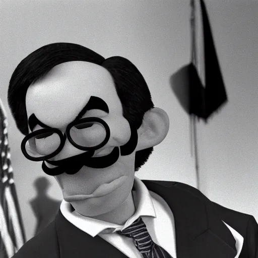 Image similar to president waluigi, real, 1 9 9 3, still, photograph, photo, speech