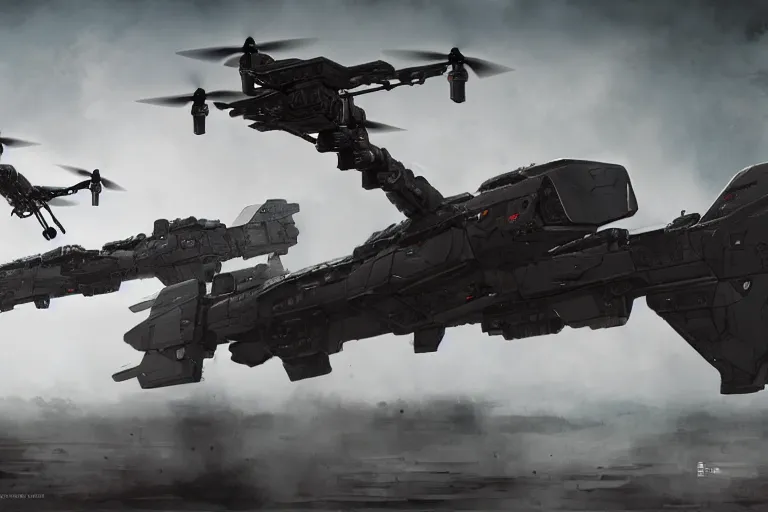 Image similar to military drone, with plasma guns, apocalyptic, by jon aaron kambeitz, katsuhiro otomo, heng z, concept art, insanely detailed, raytracing, octane, unreal engine, trending on artstation