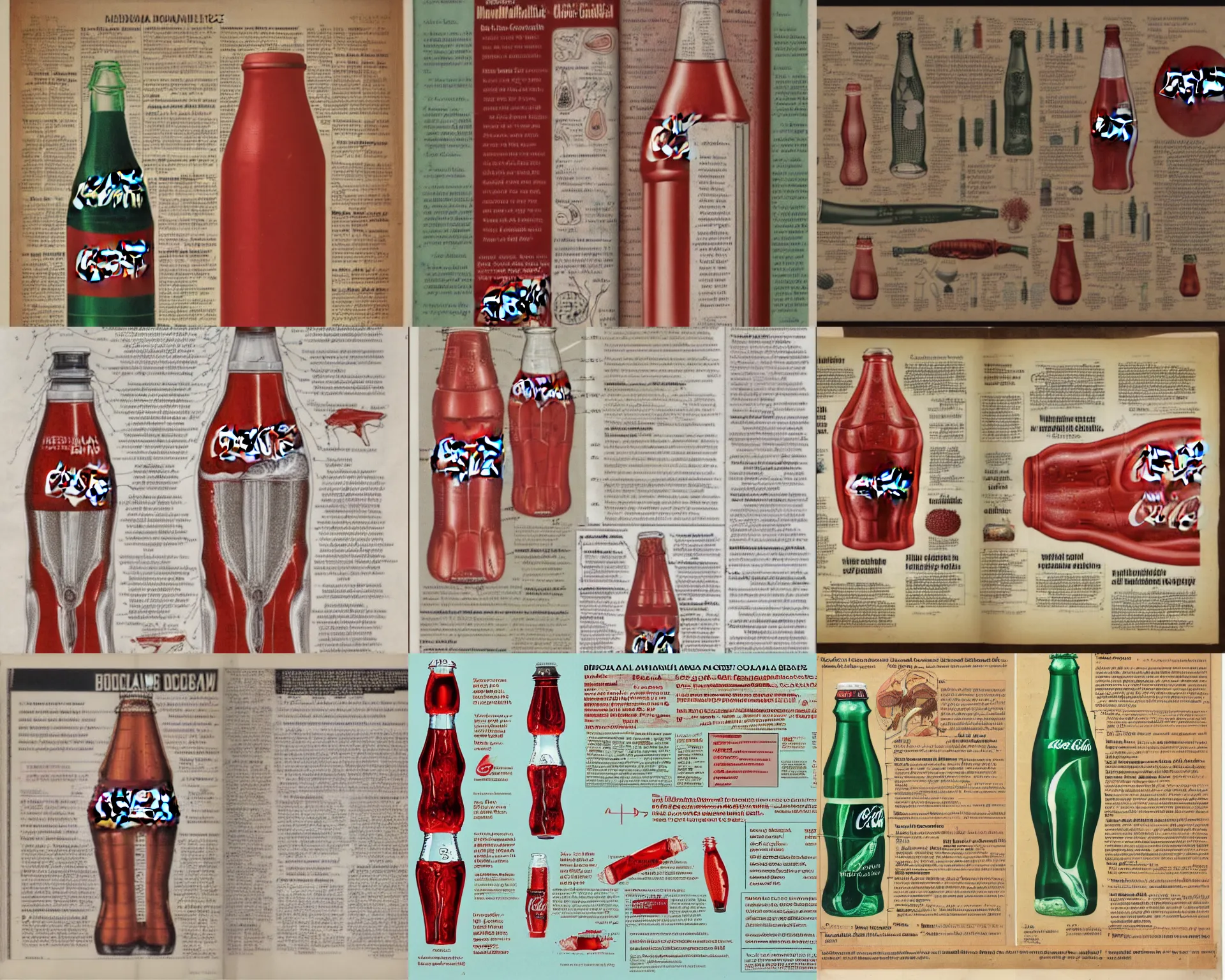 Prompt: Biologically accurate anatomical description of a Coca Cola bottle, medical book, full page, quadrichromic