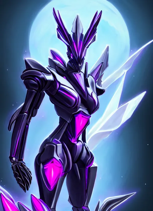 Image similar to cinematic full body, cosmic sized beautiful stunning elegant hot giant robot mecha female dragon goddess, sharp sleek cyborg dragon head, sharp metal ears, smooth purple eyes, smooth fuschia skin, smooth silver armor, nebula, epic proportions, epic scale, macro furry, furry art, dragon art, goddess art, giantess art, warframe fanart, furaffinity, octane