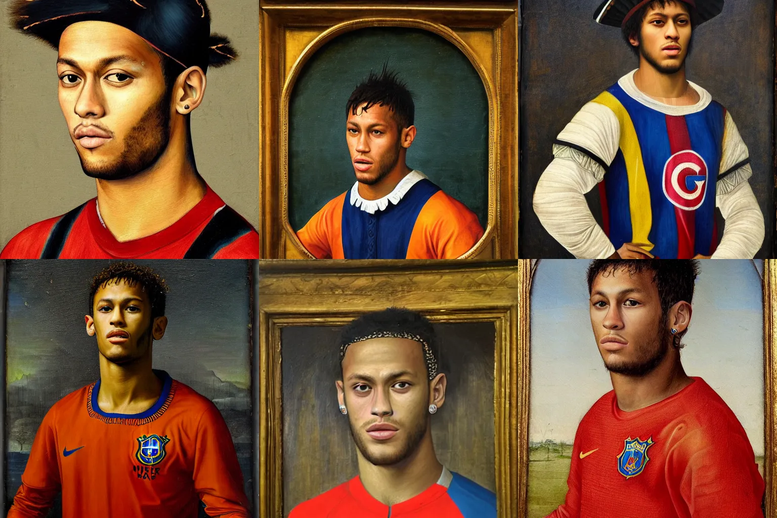 Image similar to A Renaissance portrait painting of Neymar