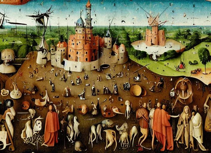 Prompt: an intricately detailed scene from a movie by Hieronymus Bosch and Wes Anderson