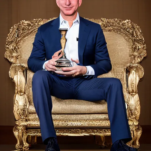 Prompt: A photo of jeff bezos the barbarian sitting on his throne, award winning photography, sigma 85mm Lens F/1.4, perfect faces