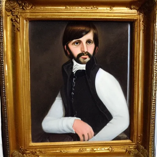 Image similar to regency era painting of a young ringo starr in the style of henry pierce bone