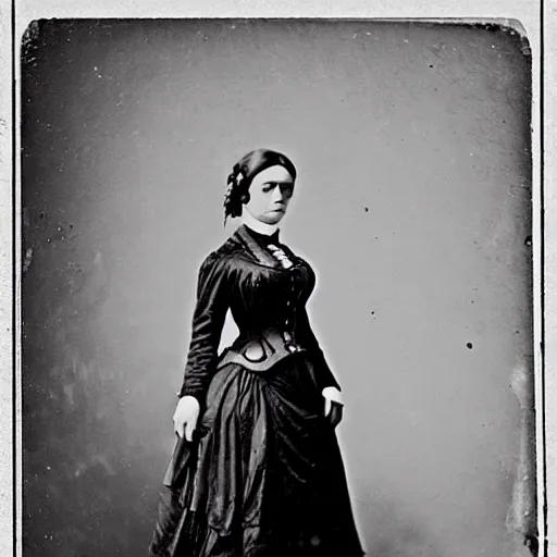 Prompt: 1 8 6 0 photograph of a female steampunk