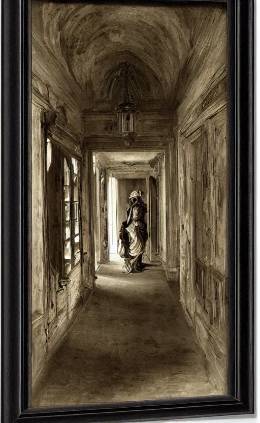 Image similar to haunted manor hallway by peter paul rubens