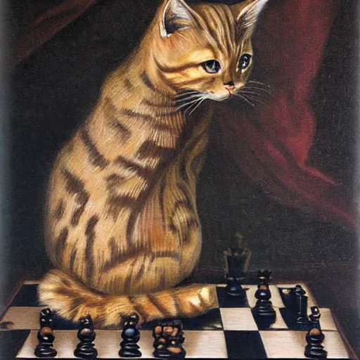 Cat Playing Chess, AI Generated Art Print for Sale by JacobJGuzman