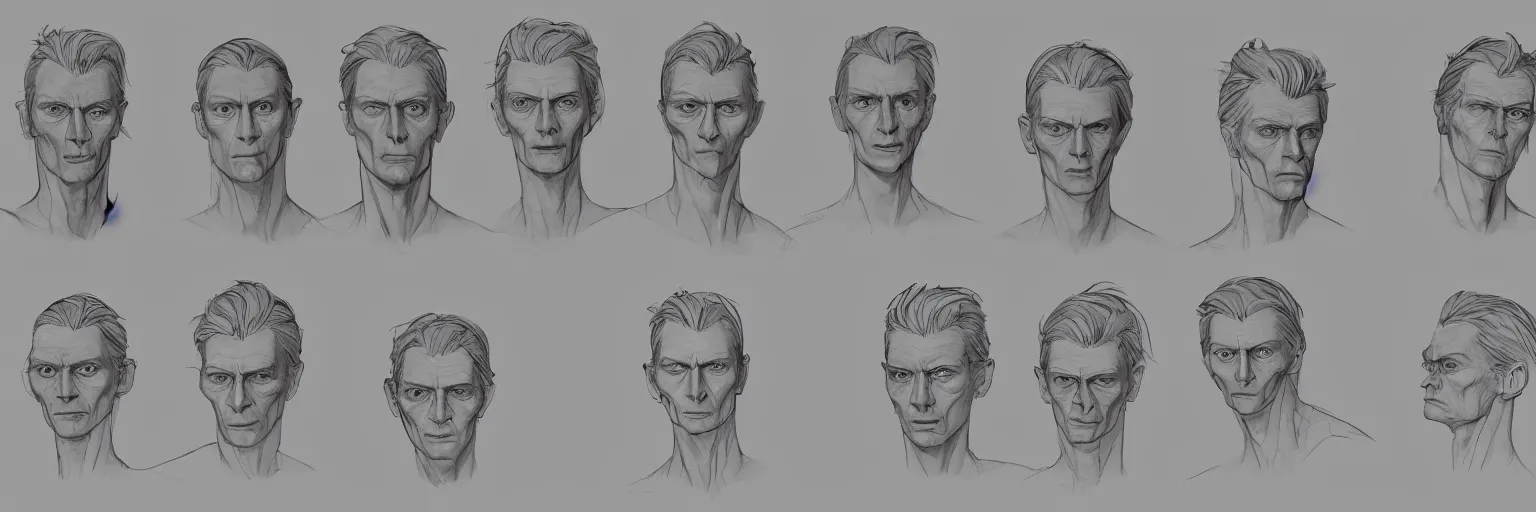 Image similar to male character study of tilda swinton, 2 0 2 2, clear faces, emotional, character sheet, fine details, concept design, contrast, kim jung gi, pixar and da vinci, trending on artstation, 8 k, full body and head, turnaround, front view, back view, ultra wide angle