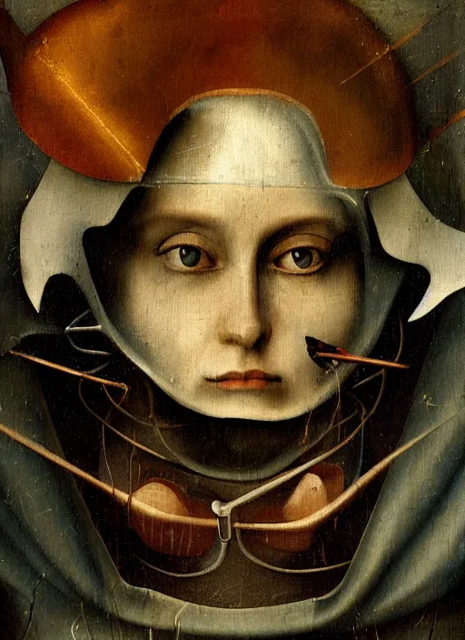 Image similar to joan of arc painted by hieronymus bosch, detailed digital art, trending on Artstation