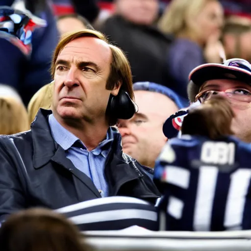 Prompt: saul goodman at a new england patriots game, photography,