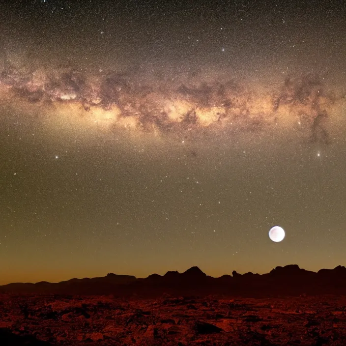 milky way galaxy seen from a distant moon