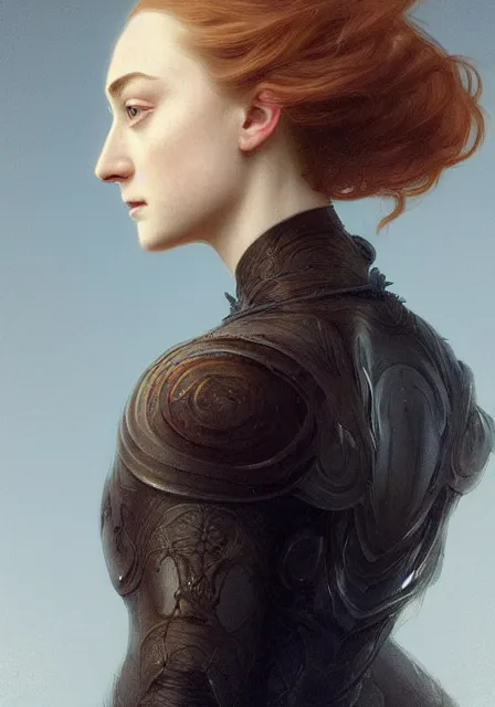 Image similar to sansa saoirse ronan, intricate, elegant, highly detailed, digital painting, artstation, concept art, smooth, sharp focus, illustration, art by artgerm and greg rutkowski and alphonse mucha and william - adolphe bouguereau