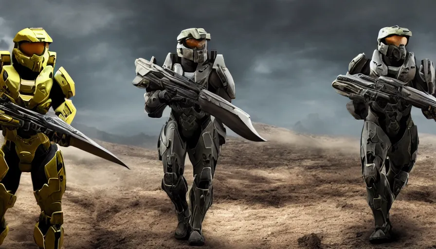 Image similar to character creation, halo spartan, battle ready, halo style, octane render