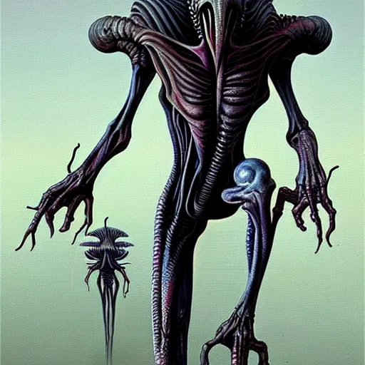 Image similar to aliens from the second edition of barlowe's guide to extraterrestrials, highly detailed, photorealistic, artstation, highly detailed, oil painting, dramatic lighting, award - winning, accurate anatomy