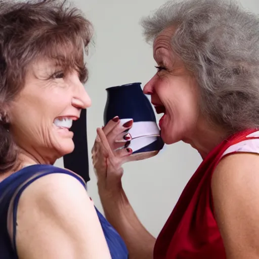 Prompt: Photo of ugly middleage women gossiping