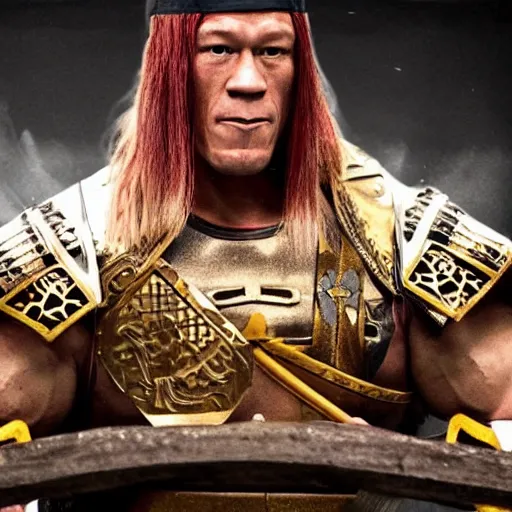 Image similar to john cena as samurai entering wwe entrances. intro scene