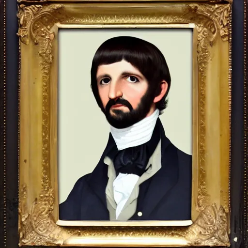 Image similar to regency era painting of a young ringo starr in the style of henry pierce bone