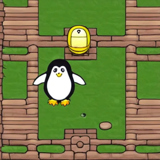 Prompt: a penguin riding a poring from ragnarok online, cartoon, kawaii,