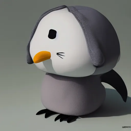 Image similar to cute fumo plush of a penguin girl, anime, vray