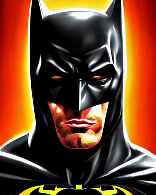 Image similar to portrait of batman, comic book, ultra realistic, epic, highly detailed, hd, sharp focus, cinematic lighting, realistic, dreamy, vivid colors, dreary, morose, matt painting, digital art, non blurry, sharp, artstation, concept art, smooth, illustration