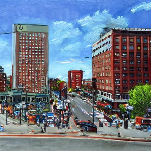 Image similar to kenmore square in boston, photorealism