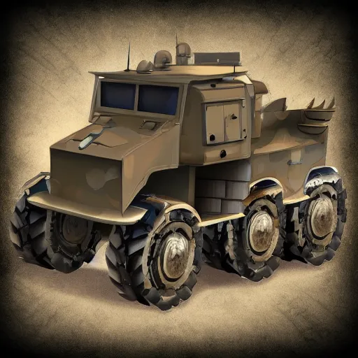 Prompt: armored! battle tractor with weapons!, realistic, detailed
