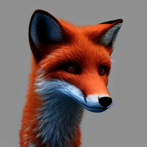 Image similar to a fox, 3 d render, post processing, cinematic lightning