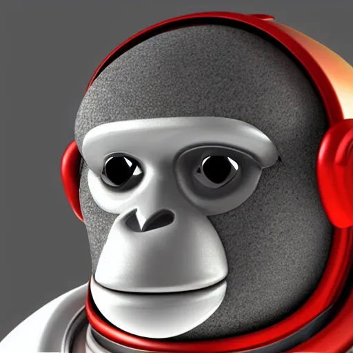 Prompt: portrait holder of monkey android astronaut, with robotic parts on his face, rendering unreal engine 5, cinematography