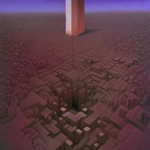 Prompt: minecraft by zdzisław beksiński