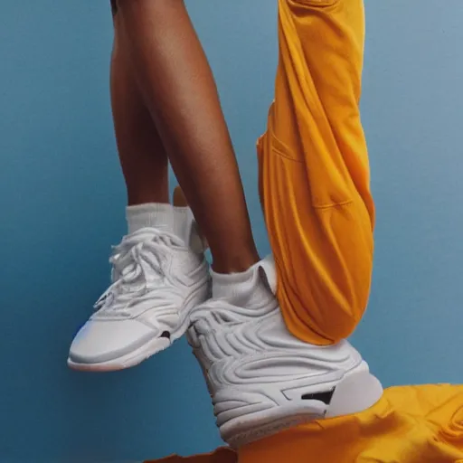 Prompt: realistic photoshooting for a new nike lookbook, color film photography, portrait of a beautiful woman, closeup portrait, by photo in style of tyler mitchell, wes anderson, julia hetta, tim walker, petra collins, 3 5 mm,