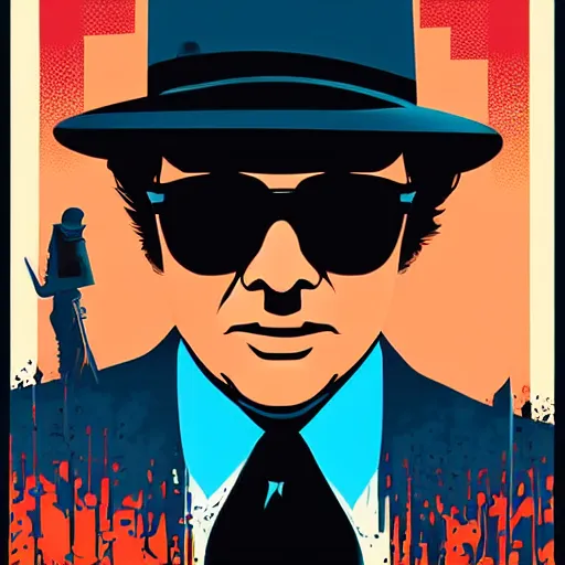 Image similar to blues brother poster, dan mumford - h 8 0 0