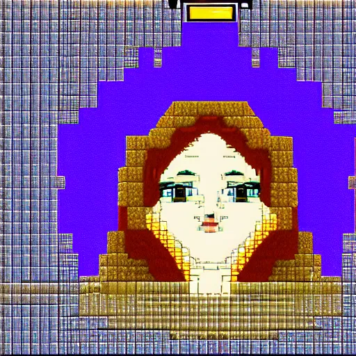 Image similar to if i was in a city looking up at the sky to see god's female face looking down at me, hd pixelart, detailed