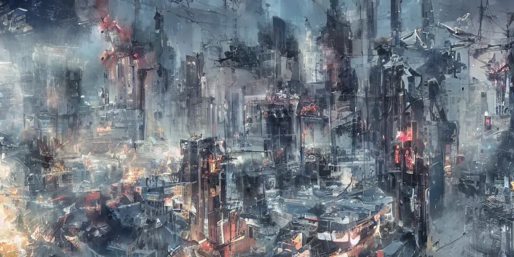 Image similar to a desolate future cyberpunk city