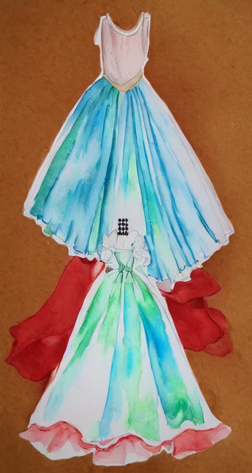 Image similar to princess dress design, watercolor